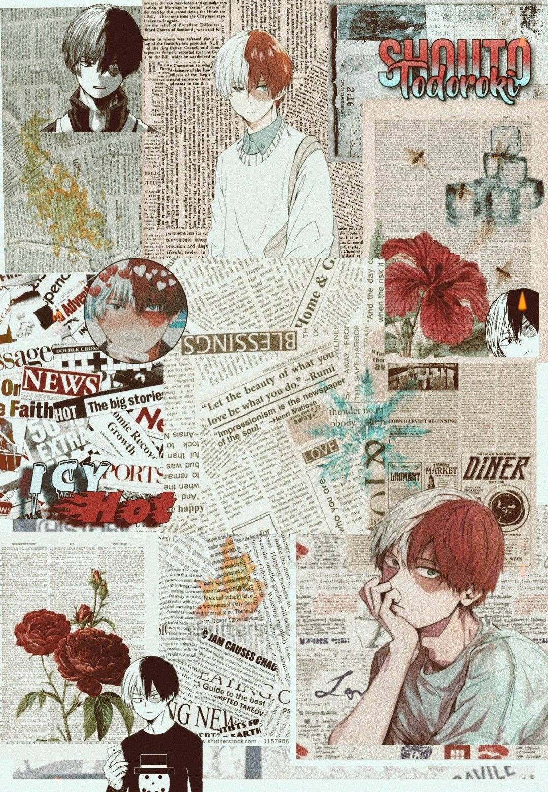 Todoroki Aesthetic Collage Wallpaper