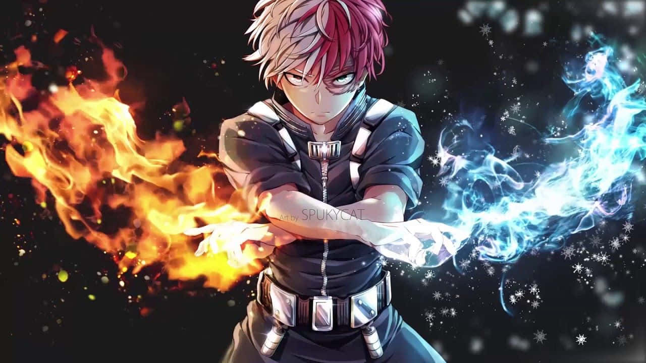 En dreng med rødt hår og ild i hans hænder Wallpaper