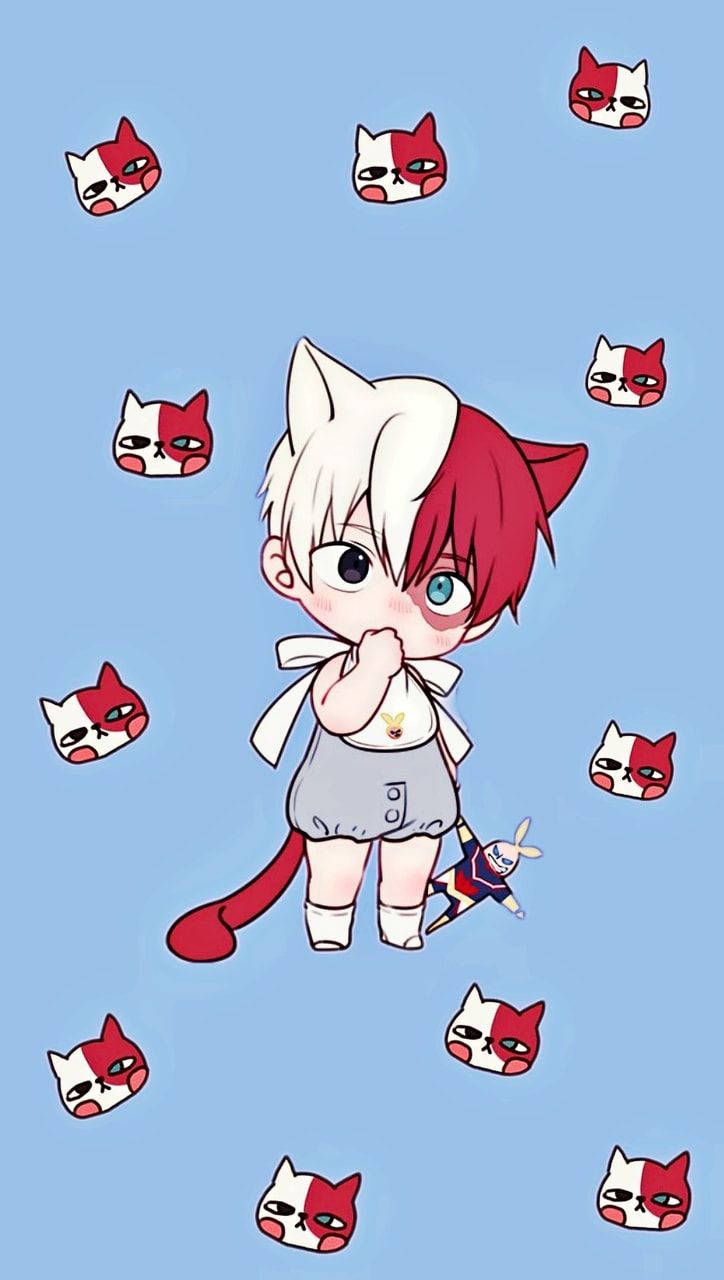 Todoroki Cute Chibi Cat Wallpaper