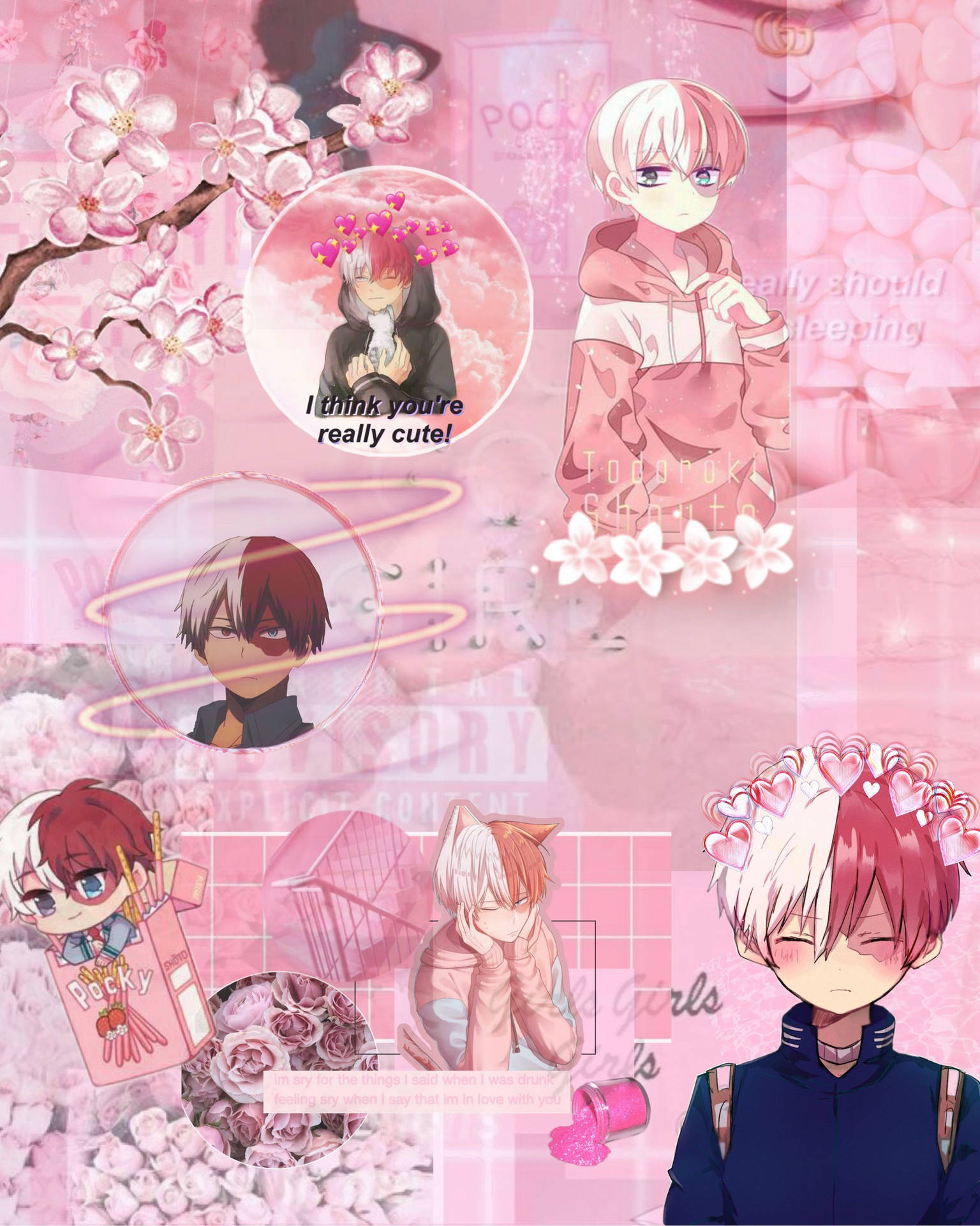 Todoroki Cute Pink Aesthetic Wallpaper