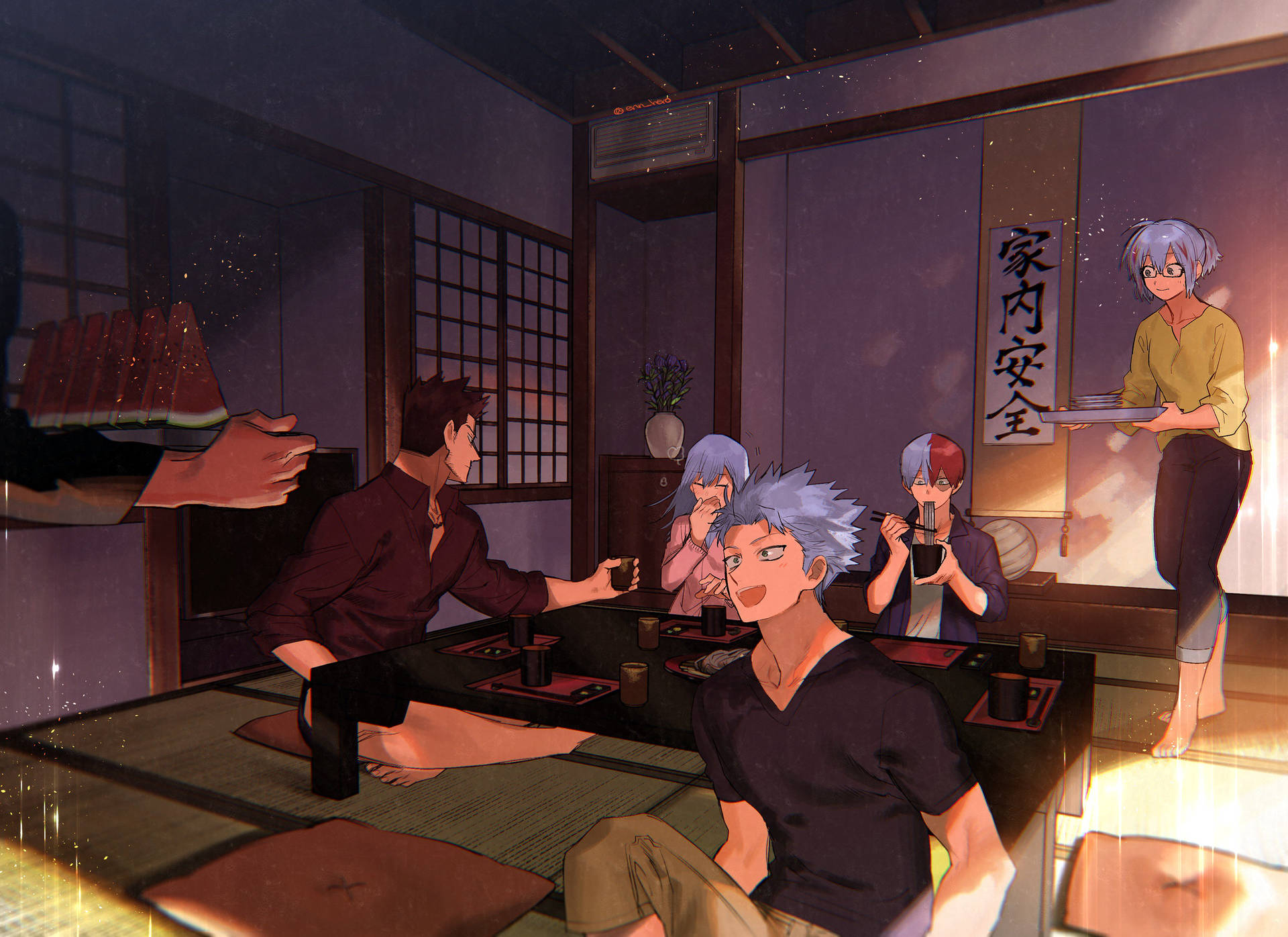 Todoroki Family Enjoying a Warm Dinner Wallpaper