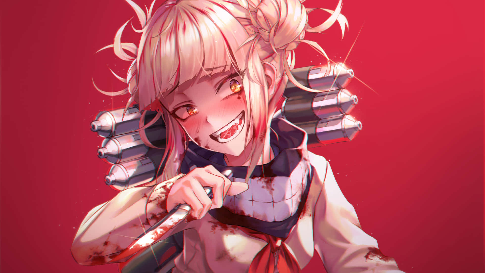 Caption: "toga Himiko - The Deceptively Cheerful Villainess From My Hero Academia" Wallpaper