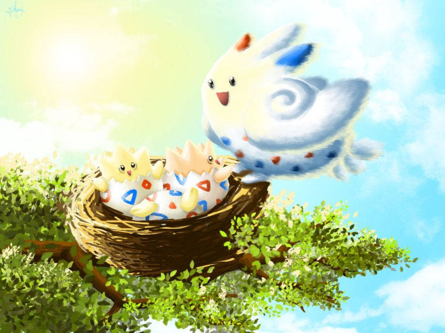 Togekiss With Nest Of Togepi Wallpaper