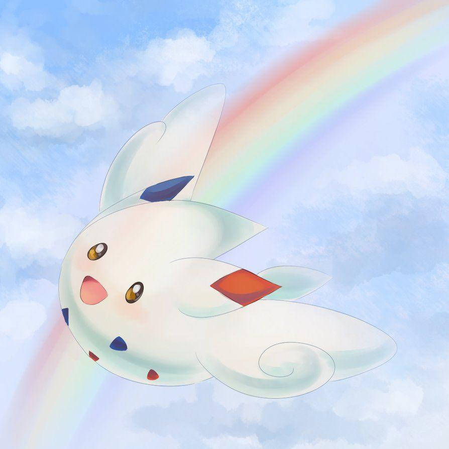 Togekiss With Rainbow Background