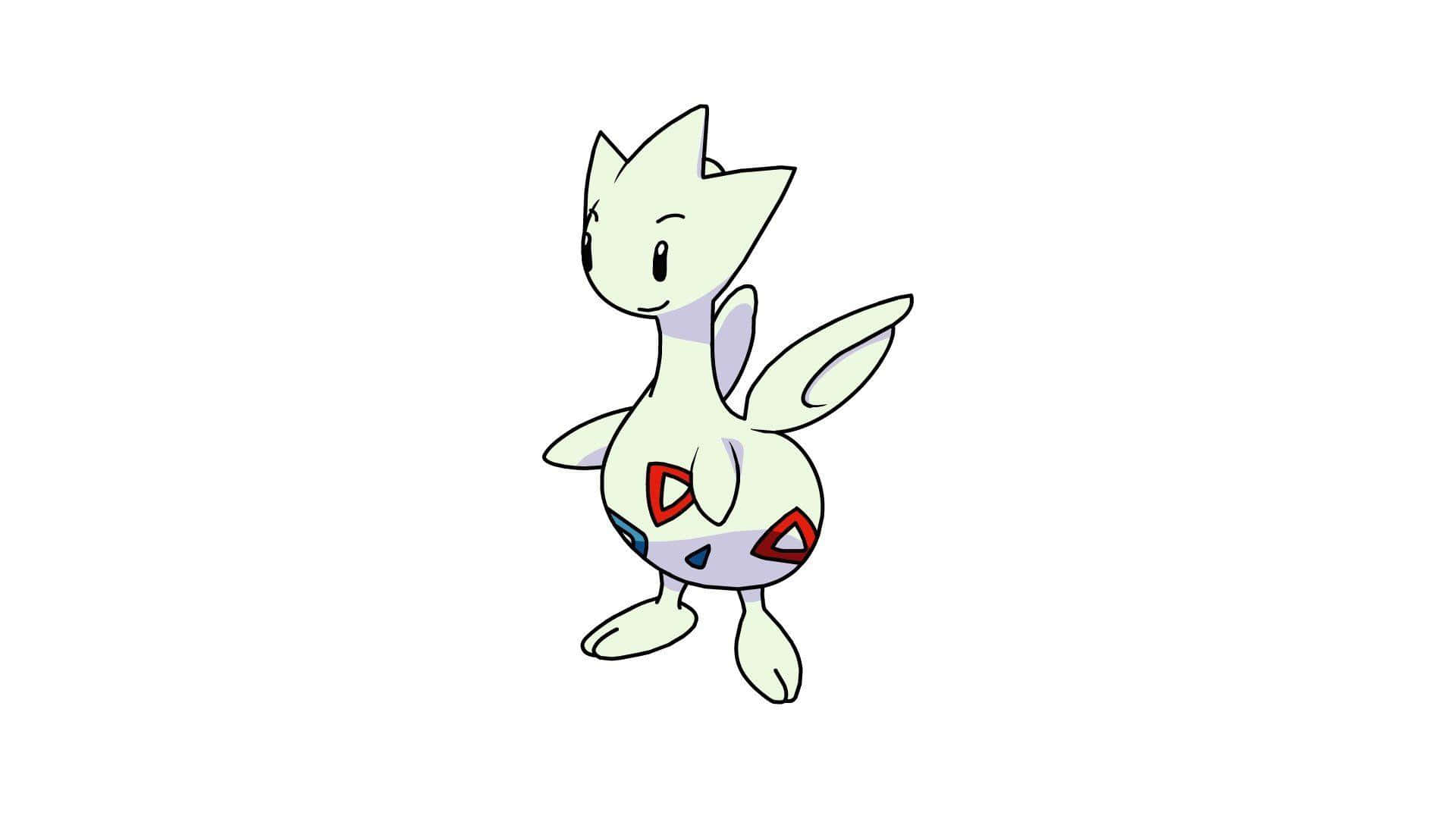 An adorable Togetic resting in the center of a colourful meadow Wallpaper