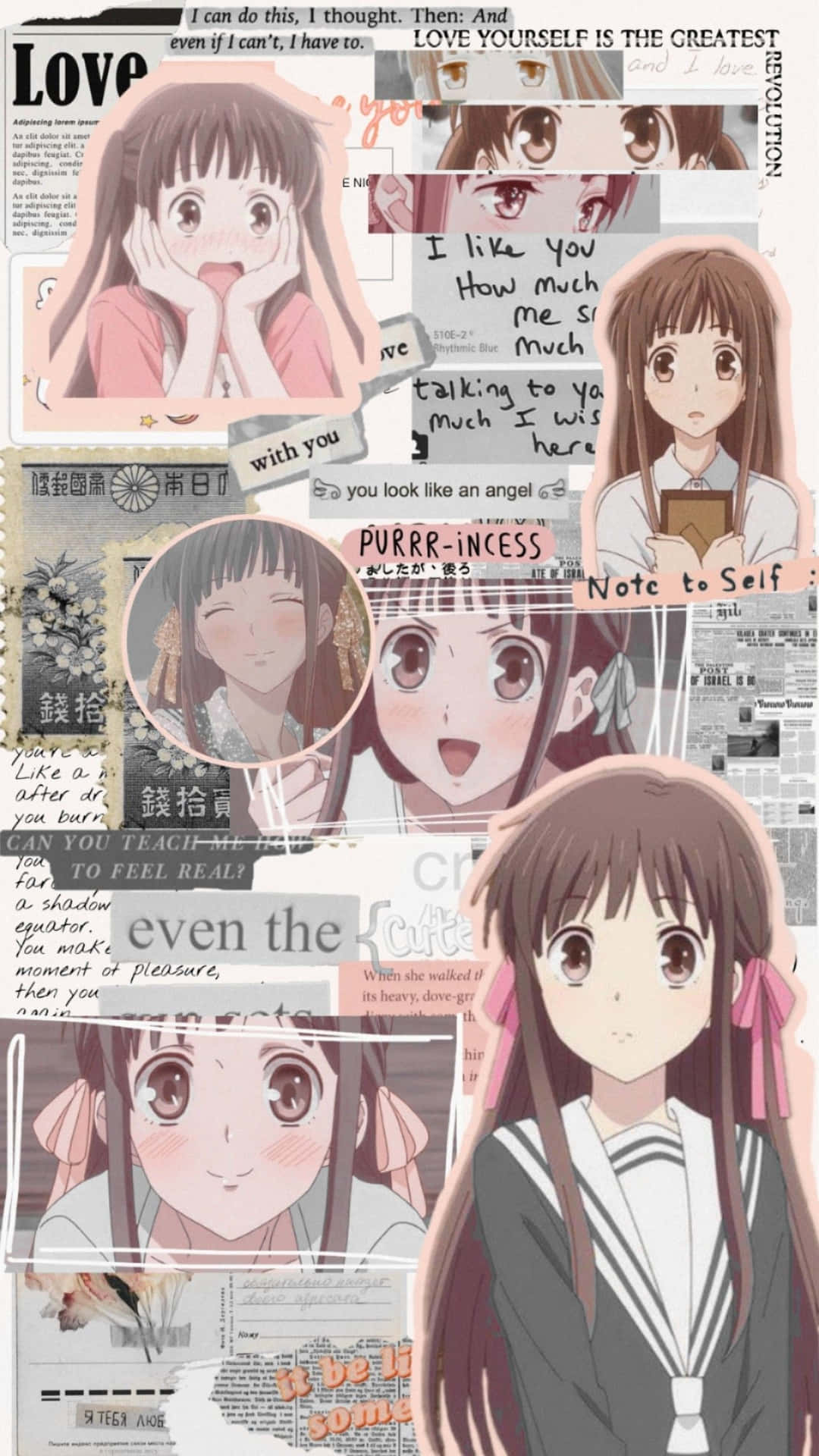 Download Tohru Honda Collage Fruits Basket Anime Wallpaper | Wallpapers.com