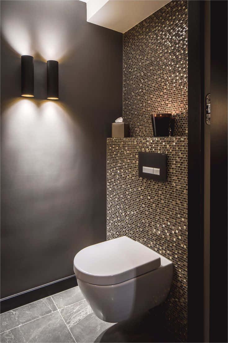 Modern and elegant bathroom interior with stylish white toilet