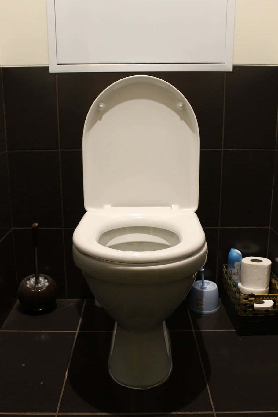 Einmakelloses Und Modernes Weißes Badezimmer Mit Einer Weißen Toilette, Beleuchtet Von Hellem Tageslicht.