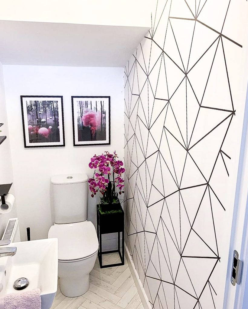 Geometric Pattern: Sort Toilet Linje Abstrakt Geometrisk Mønster Wallpaper