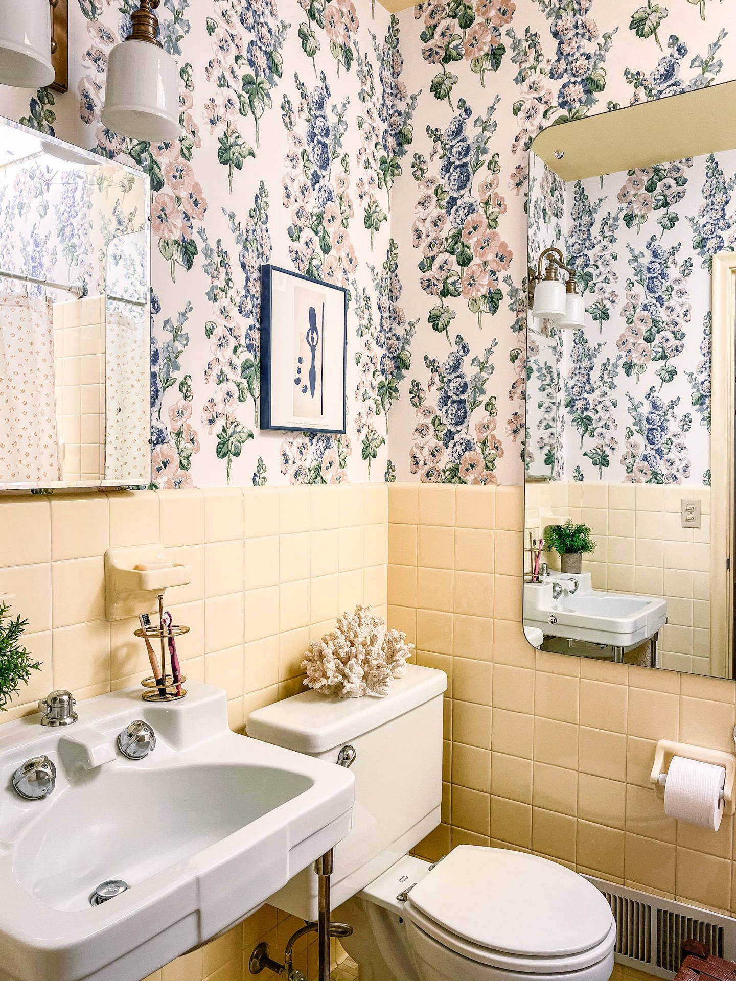 Toilettenbotanisches Fingerhutblumen-innenraum Wallpaper