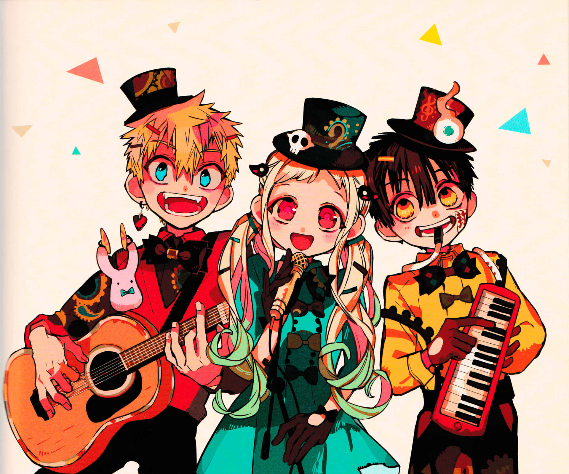 A Group Of Anime Characters With Musical Instruments