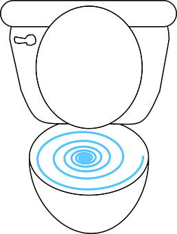 Toilet Bowl Outlinewith Blue Water Ripples PNG