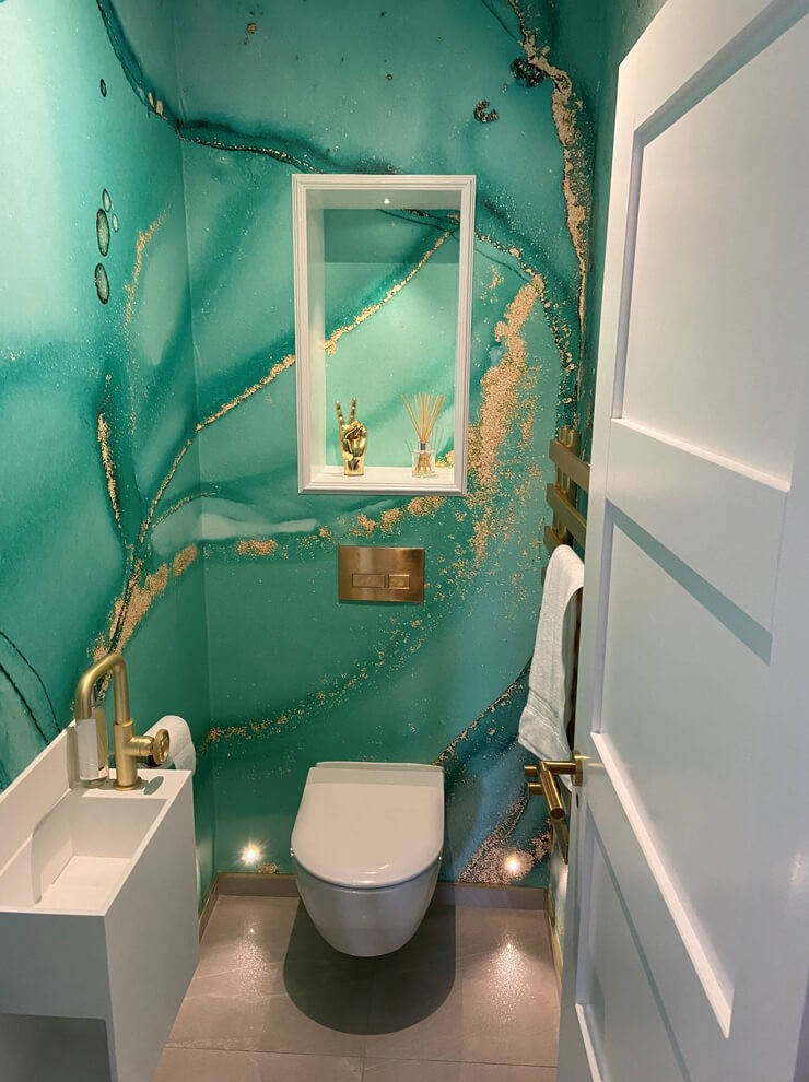 Toilet Green Oceanic Marble Interior Design Wallpaper