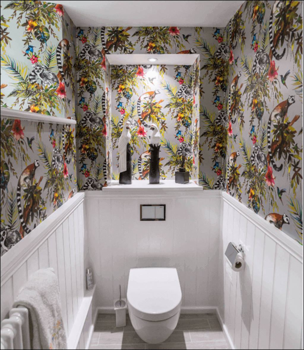 Toilet Lemur Bathroom Wallpaper