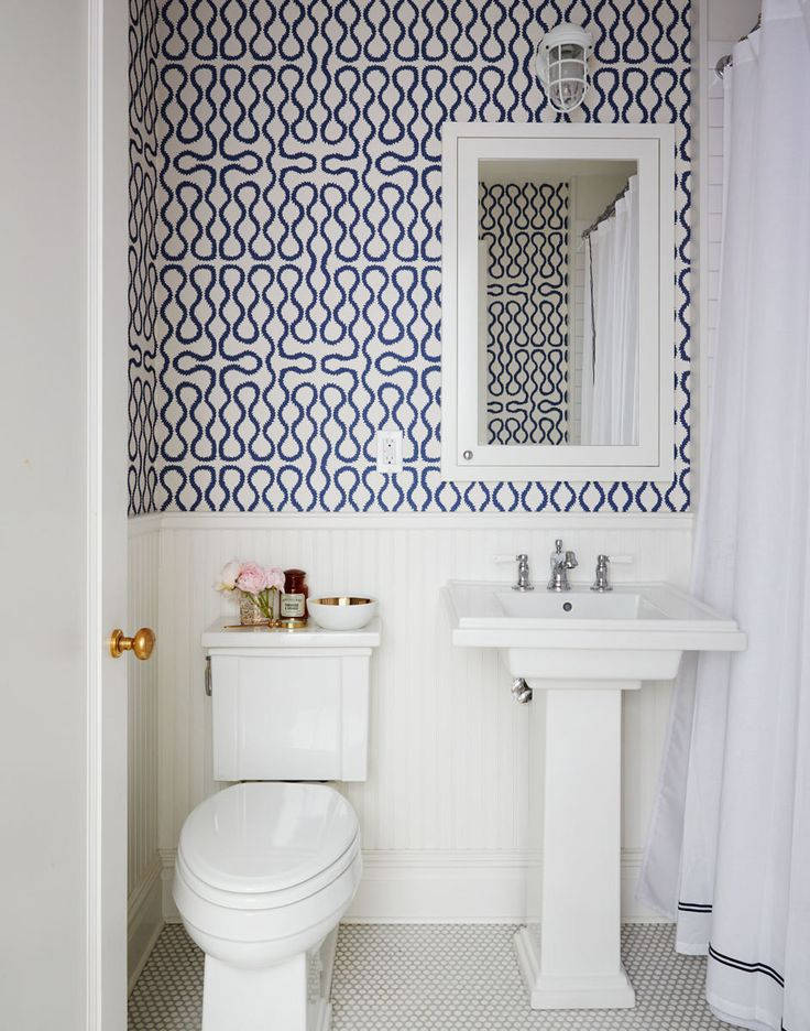 Toilet Navy Abstract Pattern Wallpaper