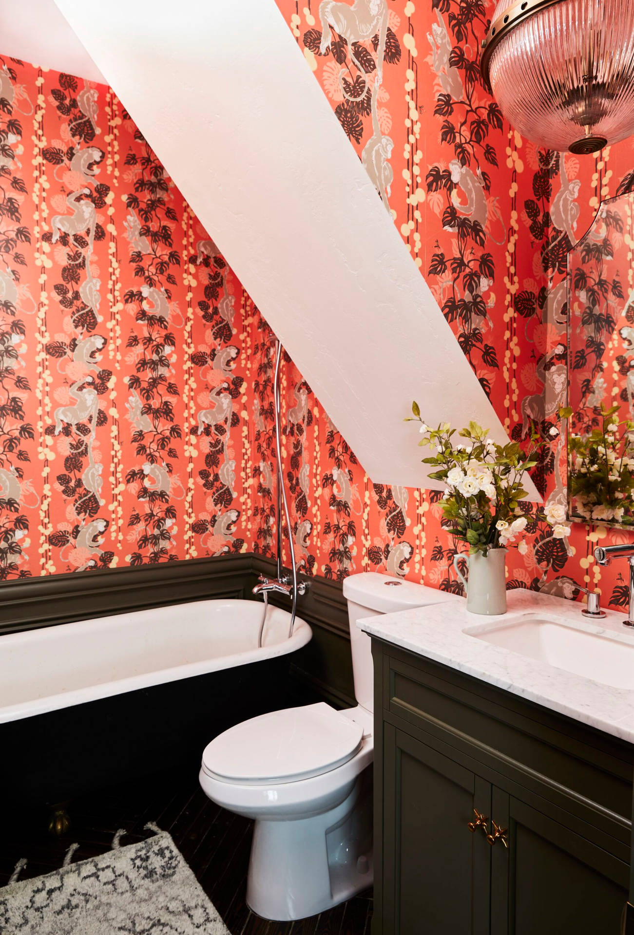 Toiletteorange Dschungel & Affen Innenraum Wallpaper