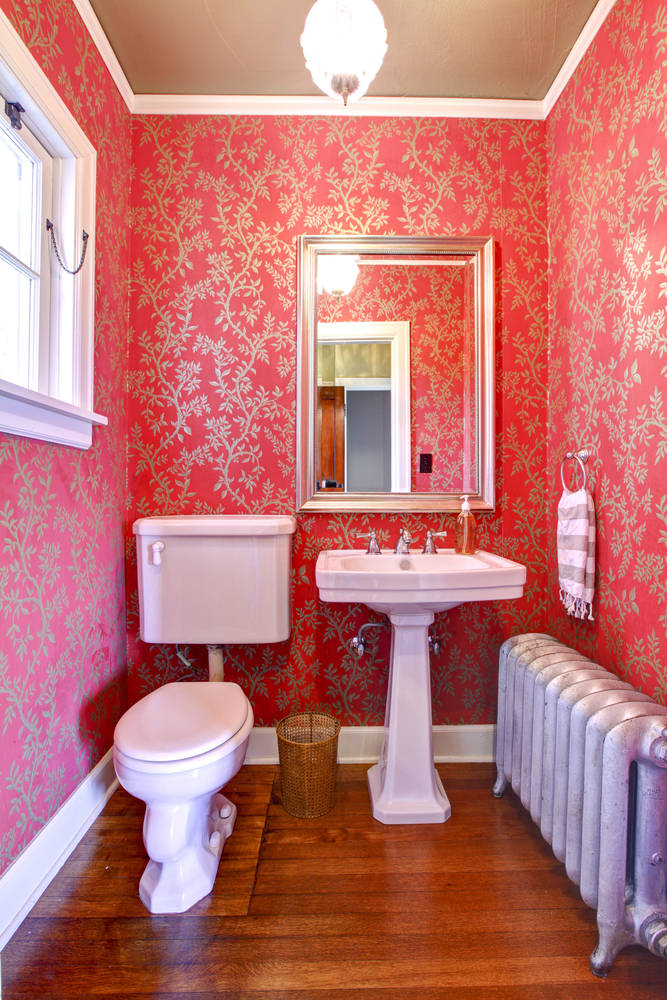 Toilet Rød & Guld Wallpaper