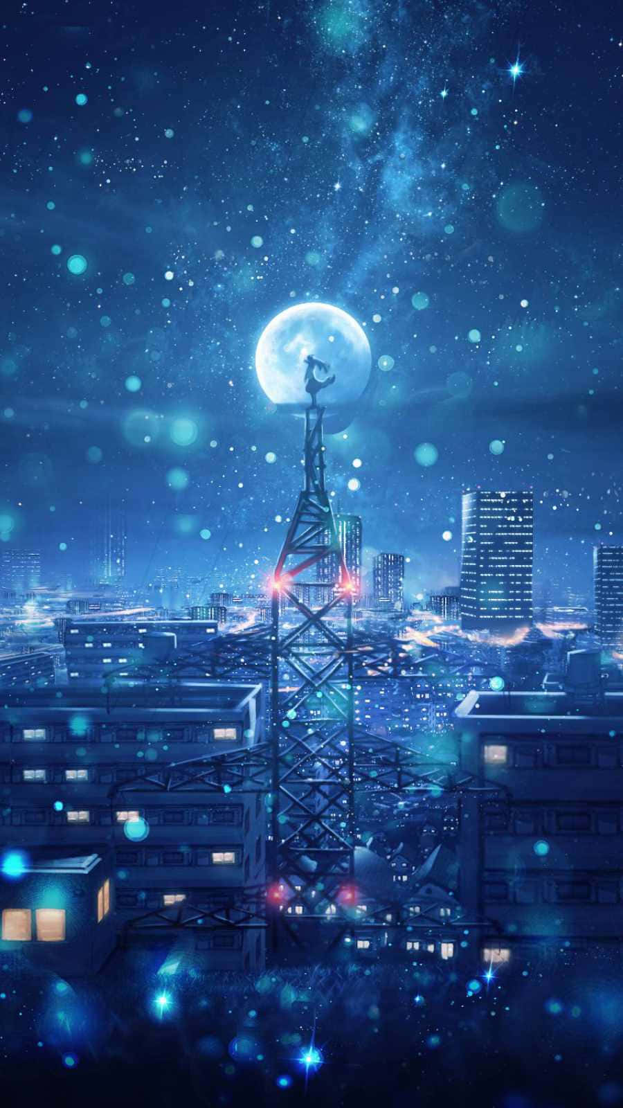Tokyo Anime Night City Sky Wallpaper