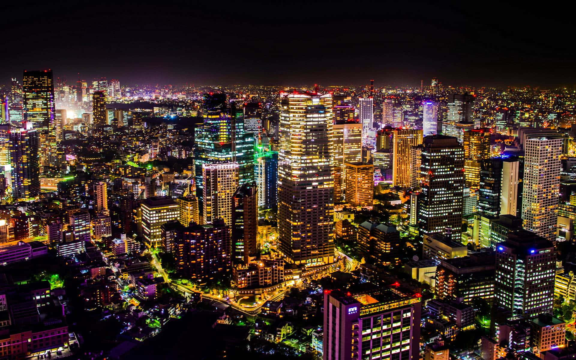 Tokyobakgrund Färgglada Stadsljus