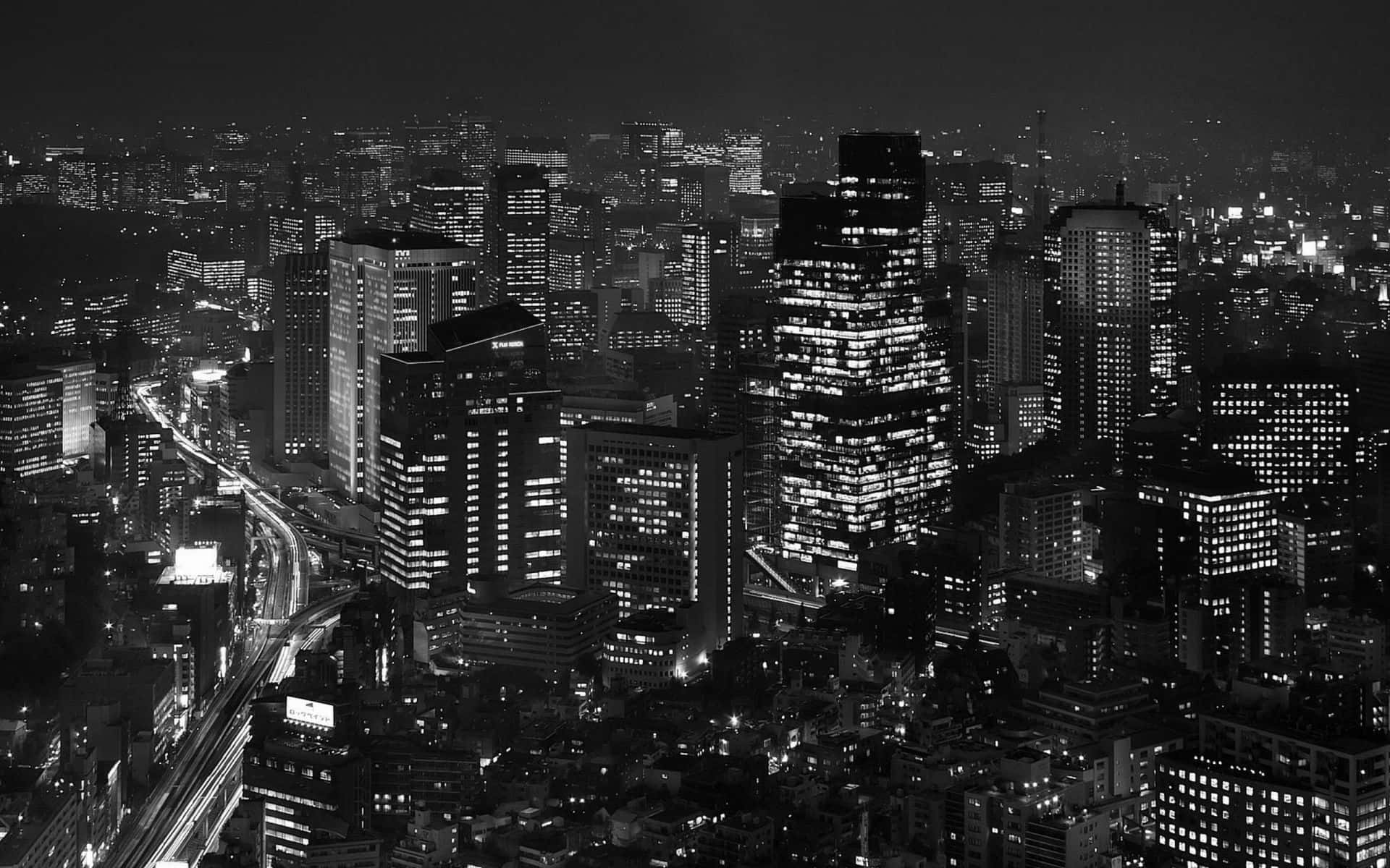 Tokiohintergrund Schwarz Und Weiß Stadt