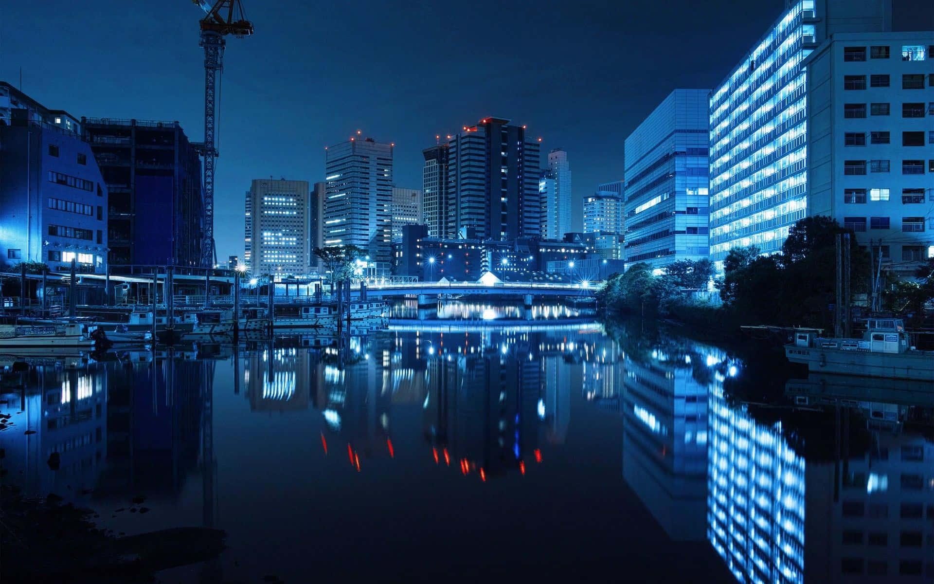 Tokyobaggrund Med Midnatsblå Effekt.
