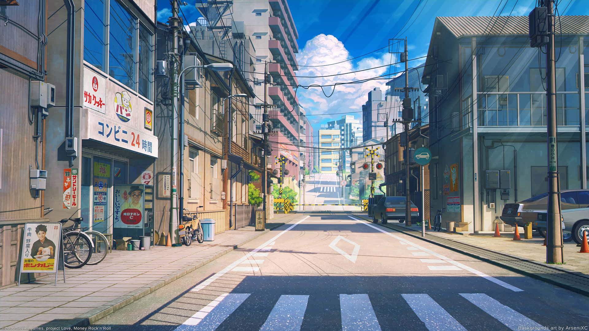 Fondode Pantalla De Tokio: Brillante Calle De La Mañana.