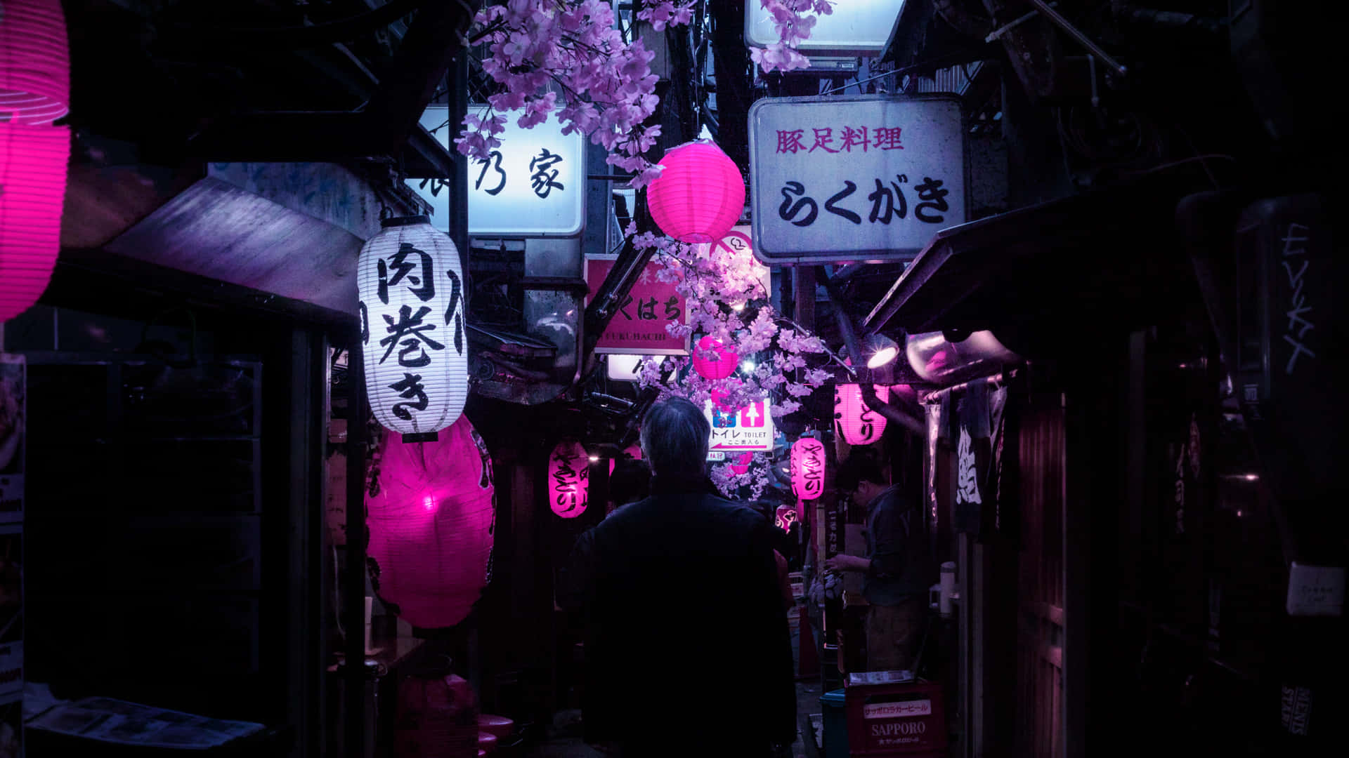 Fondode Pantalla De Tokio: Estrecha Calle Del Centro De Tokio