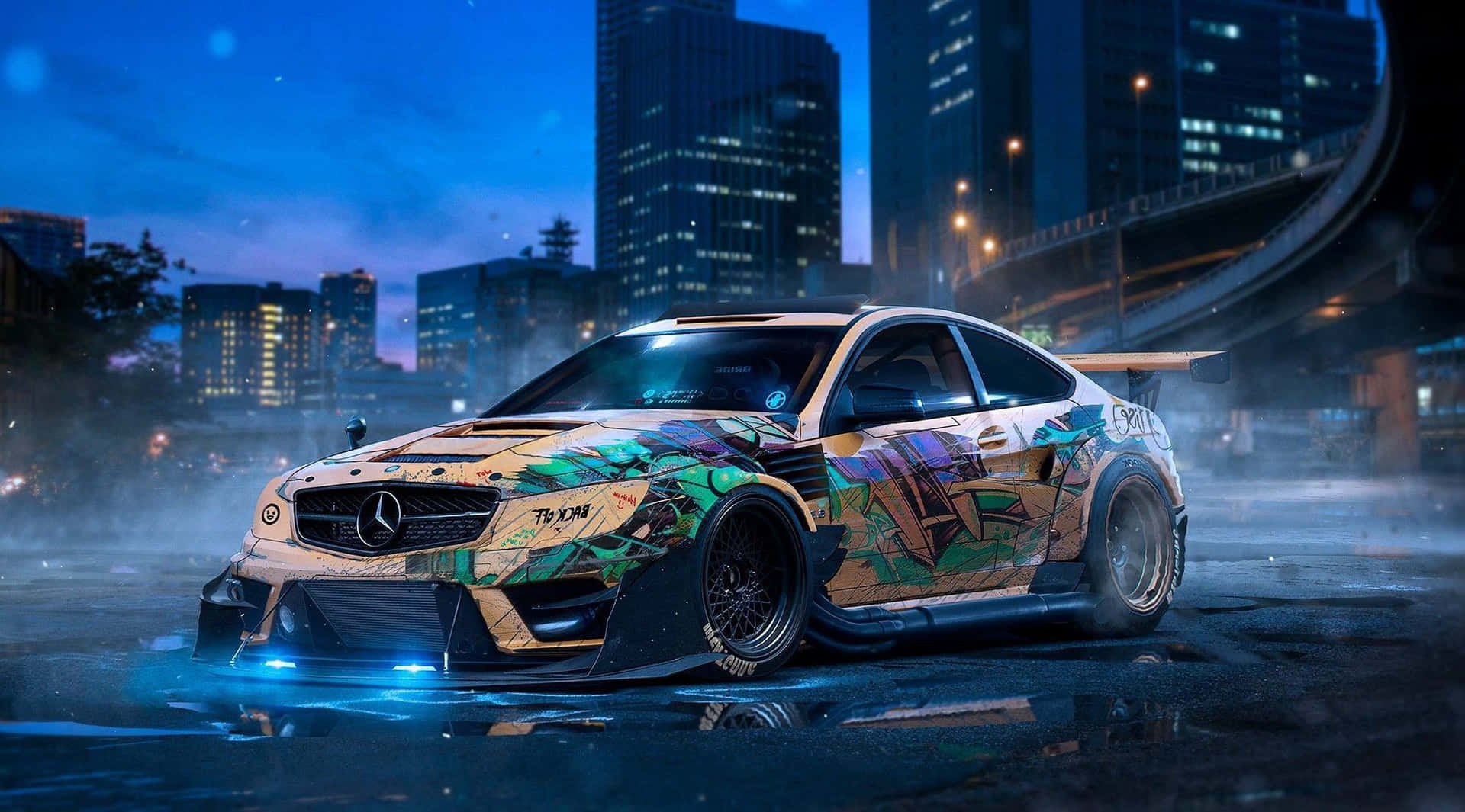 Tokyo Drift Inspired Mercedes Custom Car Wallpaper