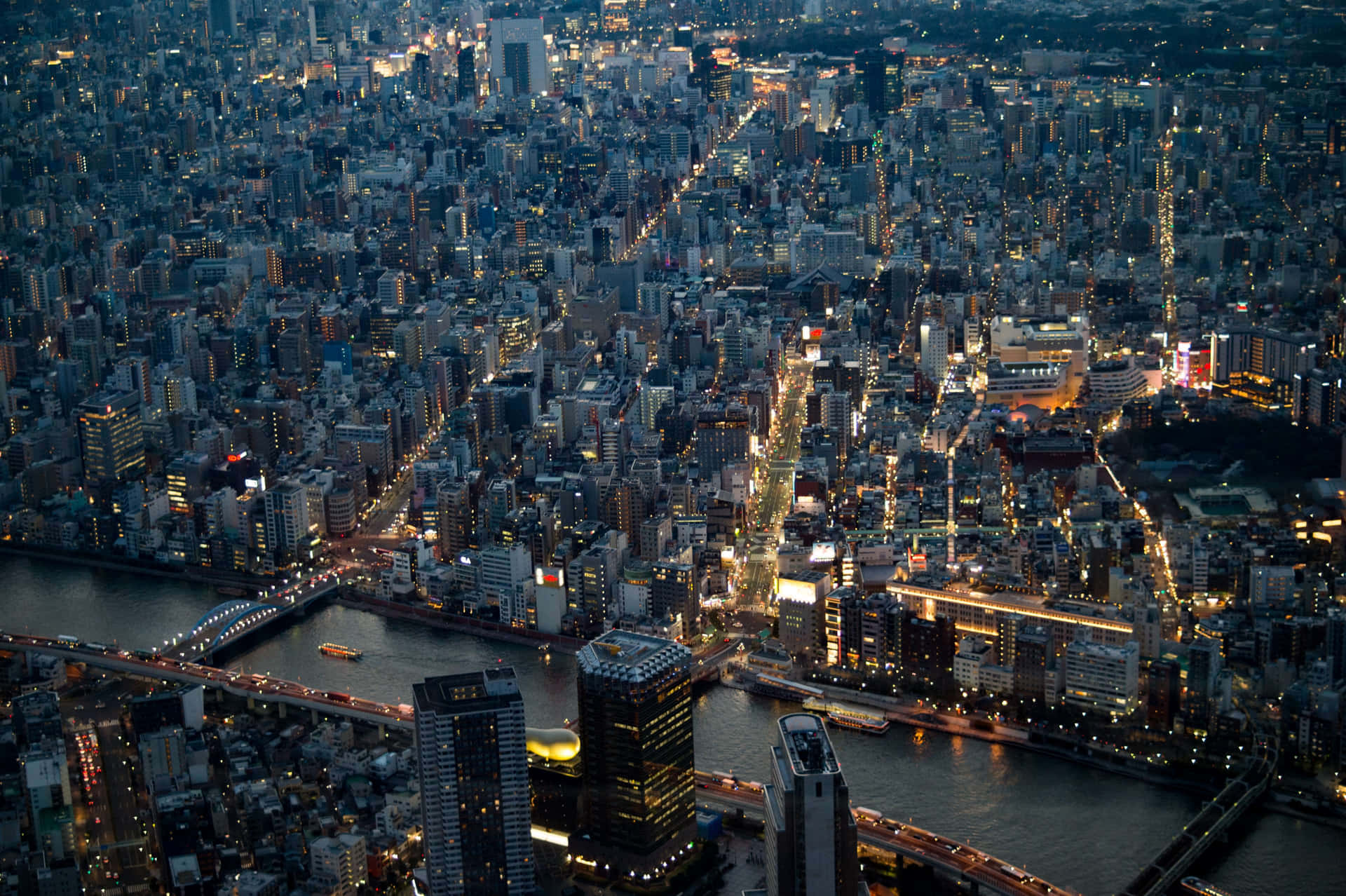 Tokyo Dusk Aerial View Wallpaper