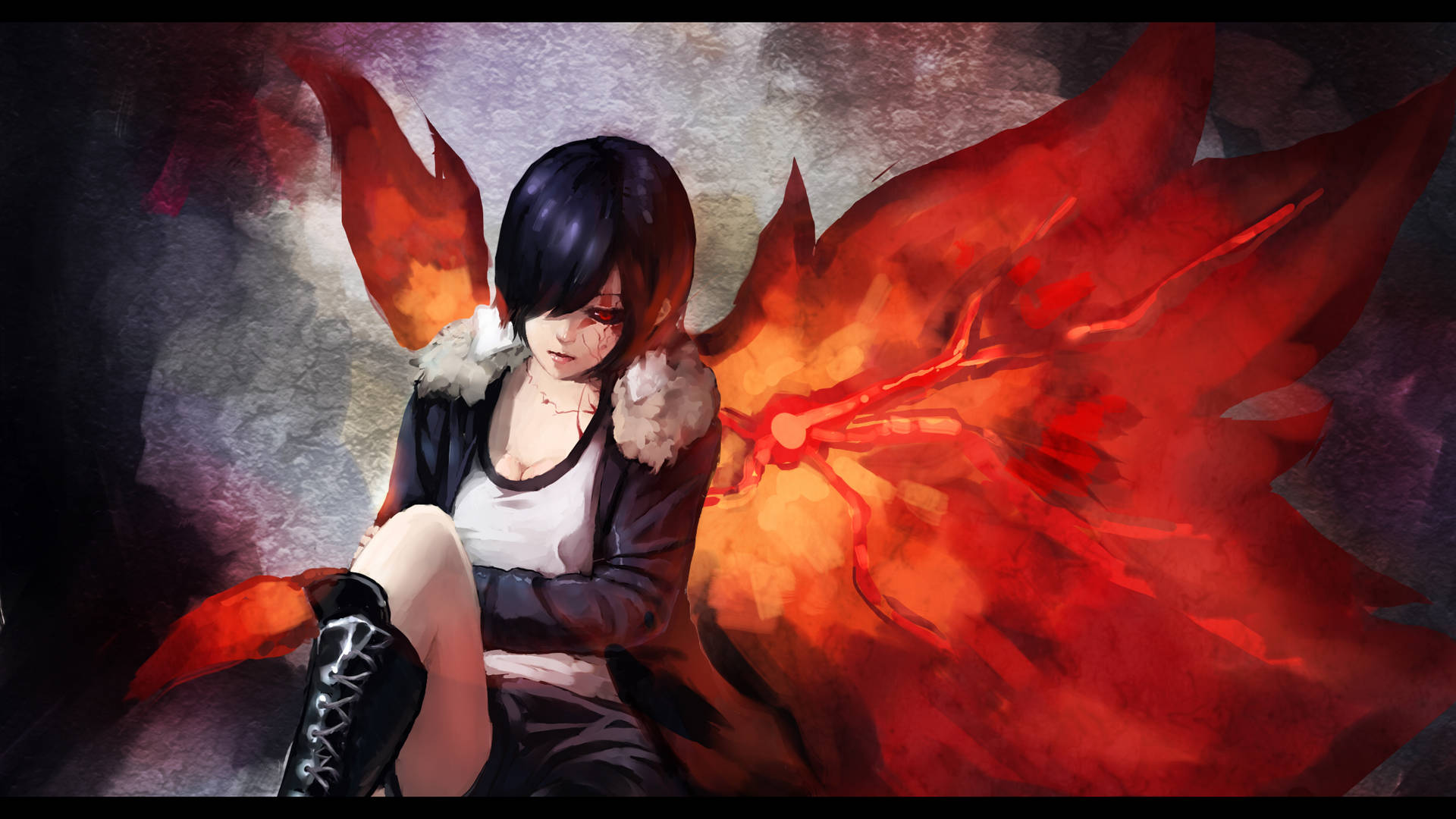 Tokyo Ghoul Aesthetic With Touka Sitting Wallpaper