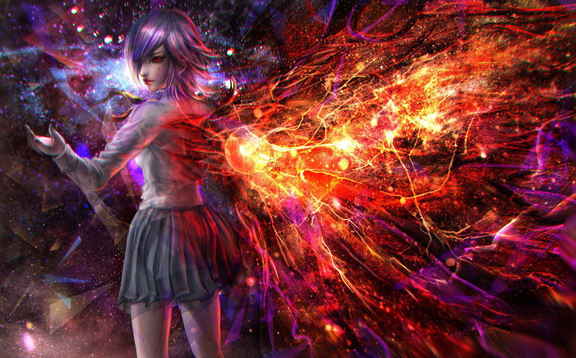 Tokyo Ghoul Aesthetic With Touka Looking Back Wallpaper