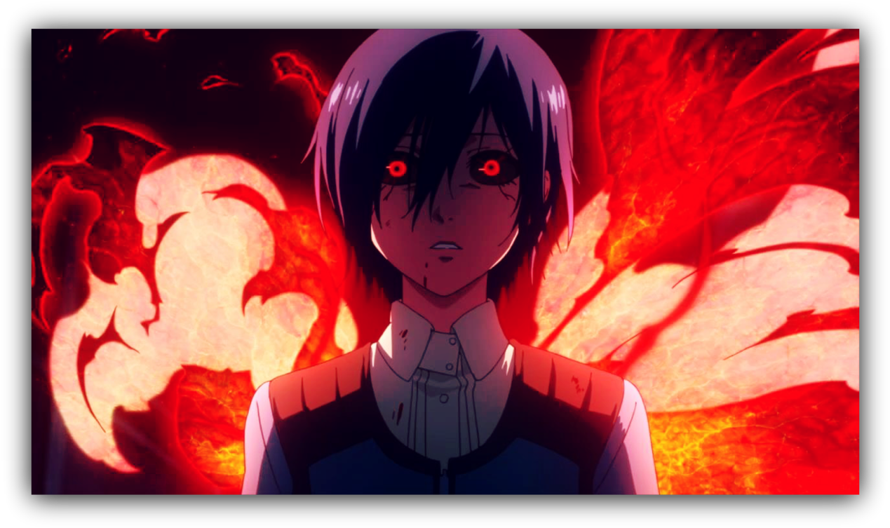 Tokyo Ghoul Anime Character With Red Eyes PNG