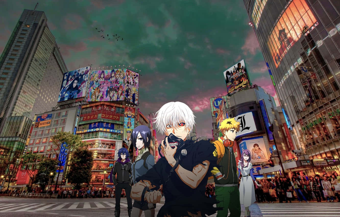 Tokyo Ghoul Anime Characters In City Wallpaper