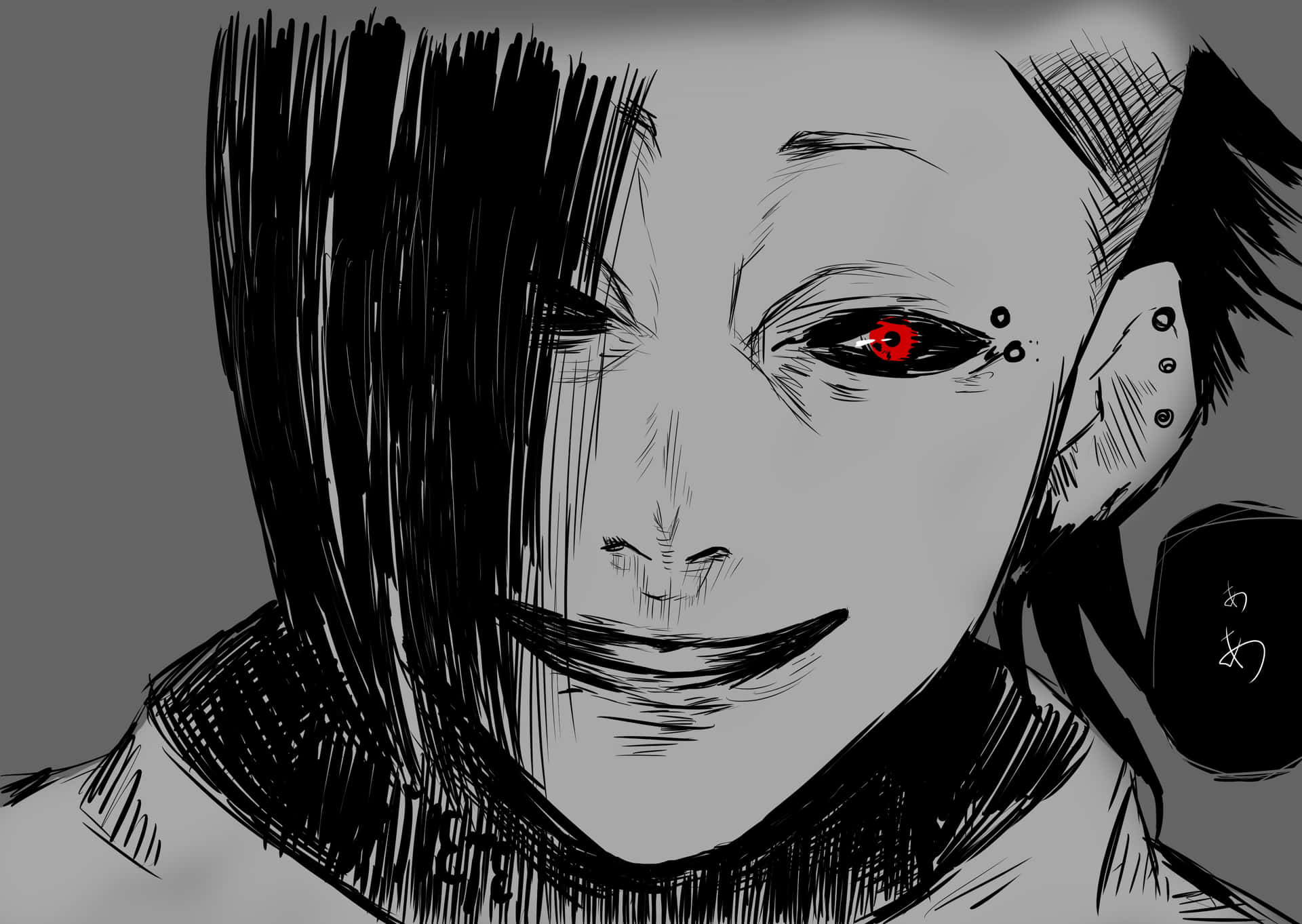 Uta, a mysterious tattoo artist and mask-maker from the anime, Tokyo Ghoul. Wallpaper
