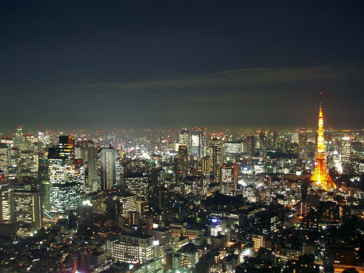 Disfrutandode Las Maravillosas Vistas De Tokio Por La Noche