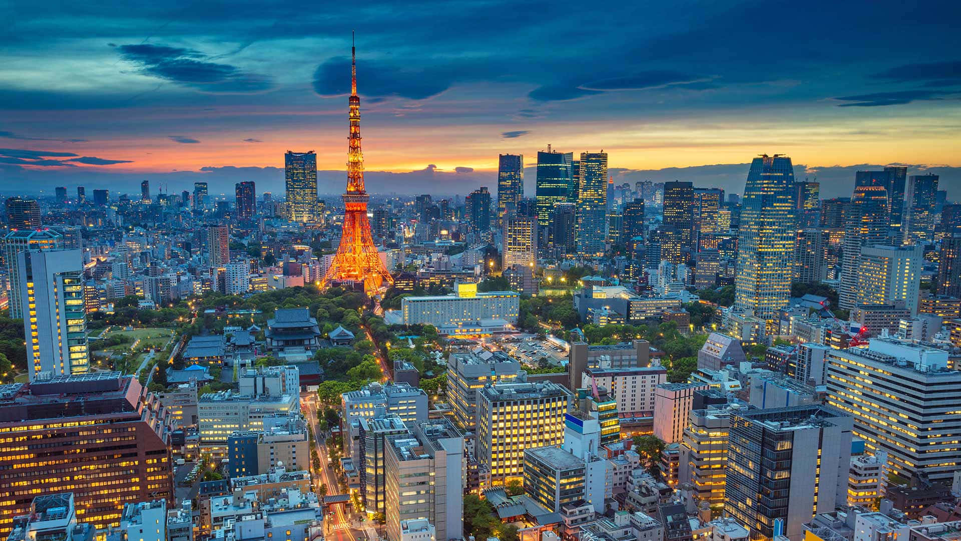 Panoramadella Città Di Tokyo Al Tramonto