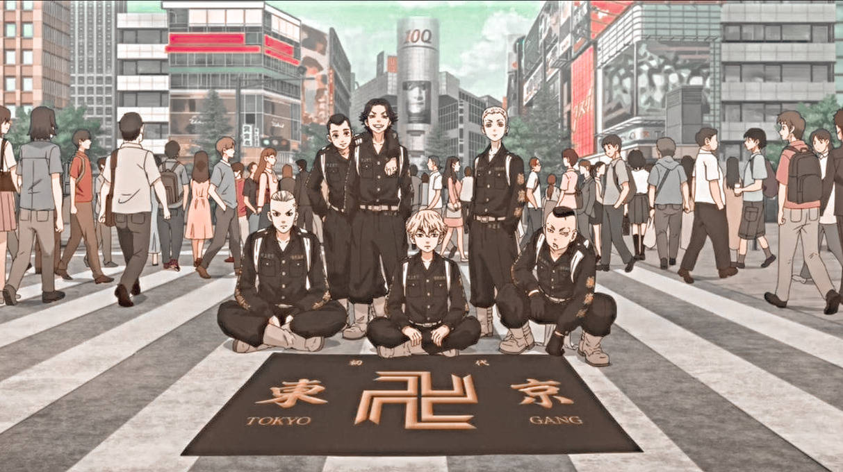 Tokyo Revengers Tokyo Manji Gang I Byen Laptop Tapet Wallpaper