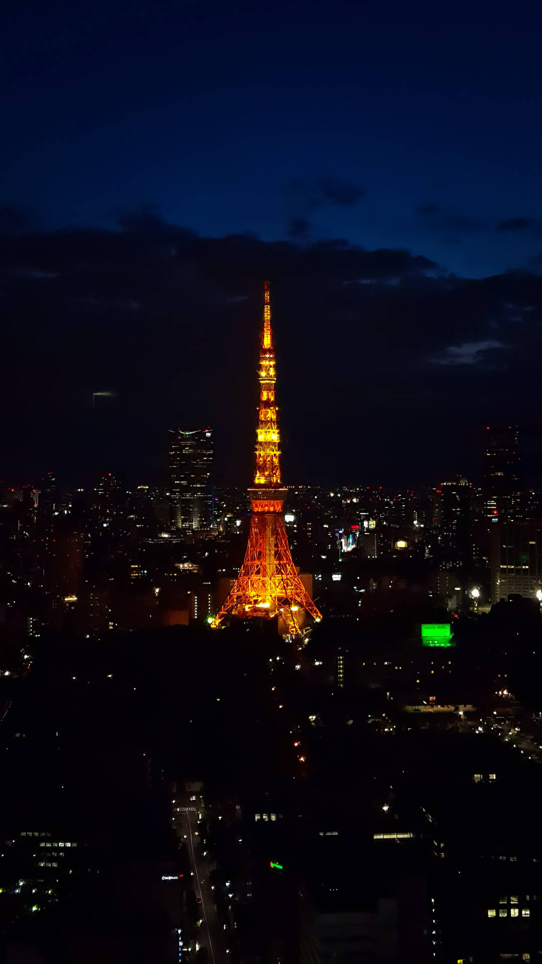 Tokyo Tower Lighting Up Dark City Wallpaper