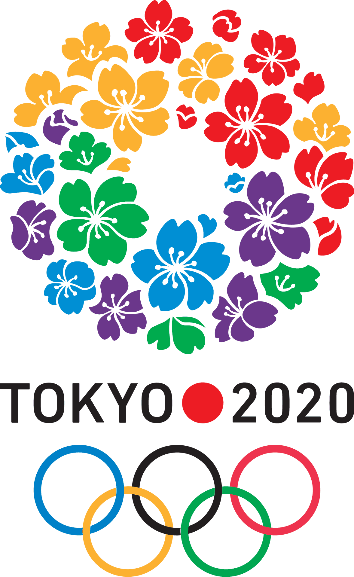 Tokyo2020 Olympics Logowith Floral Design PNG