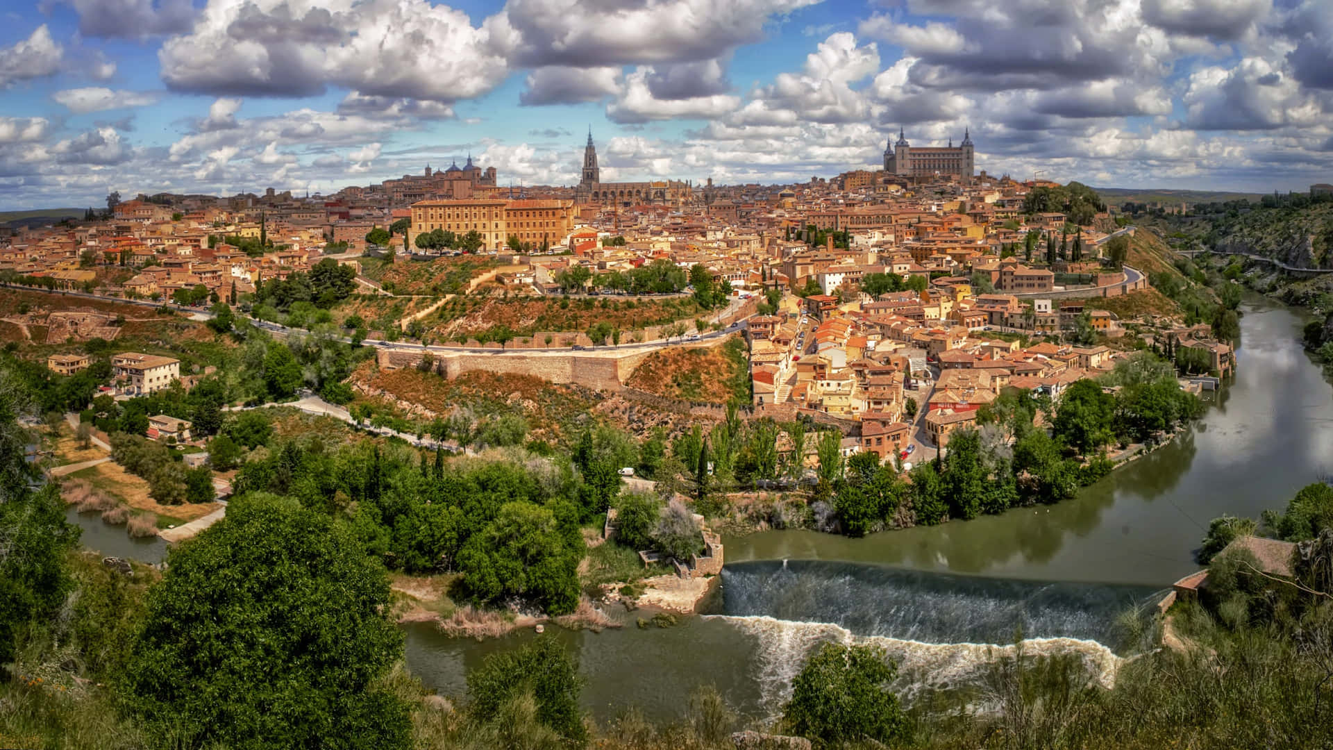 Toledo Cathedral In The Distance Wallpaper