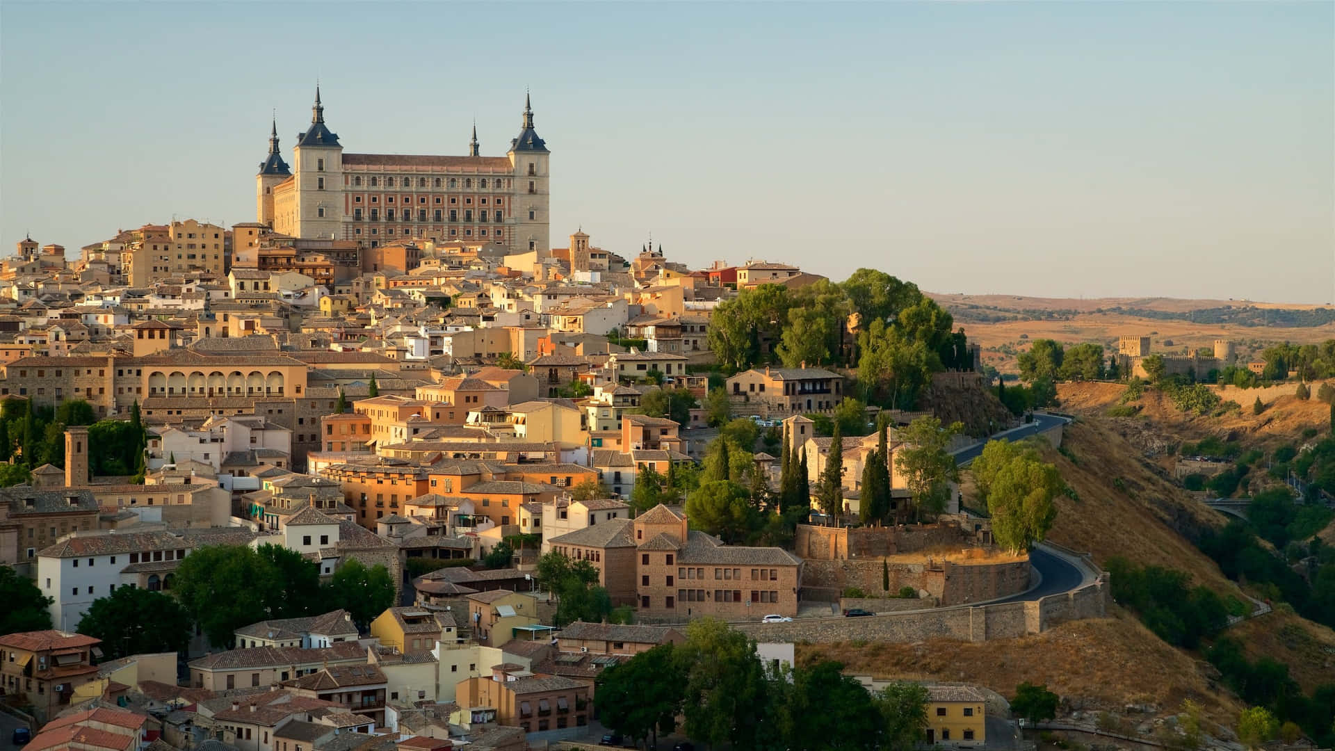Cittàdi Toledo Con La Cattedrale Di Toledo Sfondo