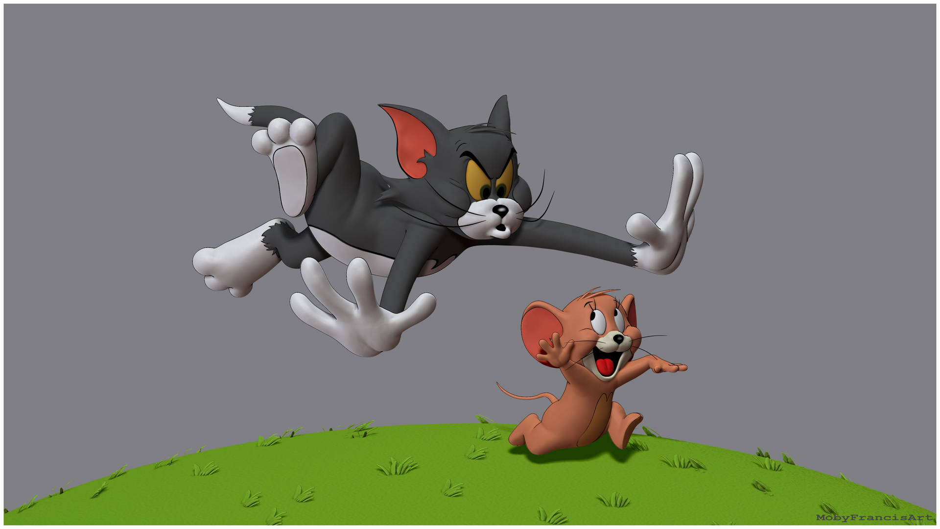 Tom And Jerry 4K 3D Field Chase Wallpaper