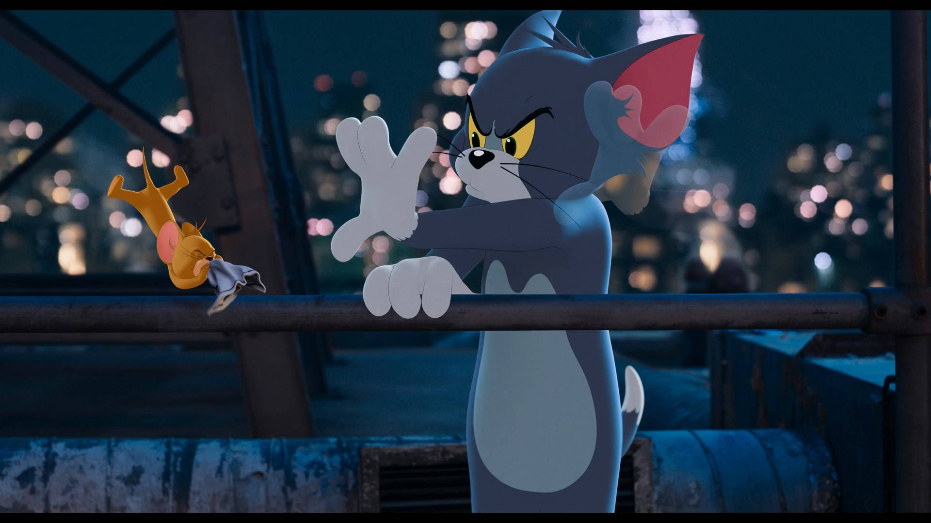 Tom And Jerry 4k Night Rooftop Background