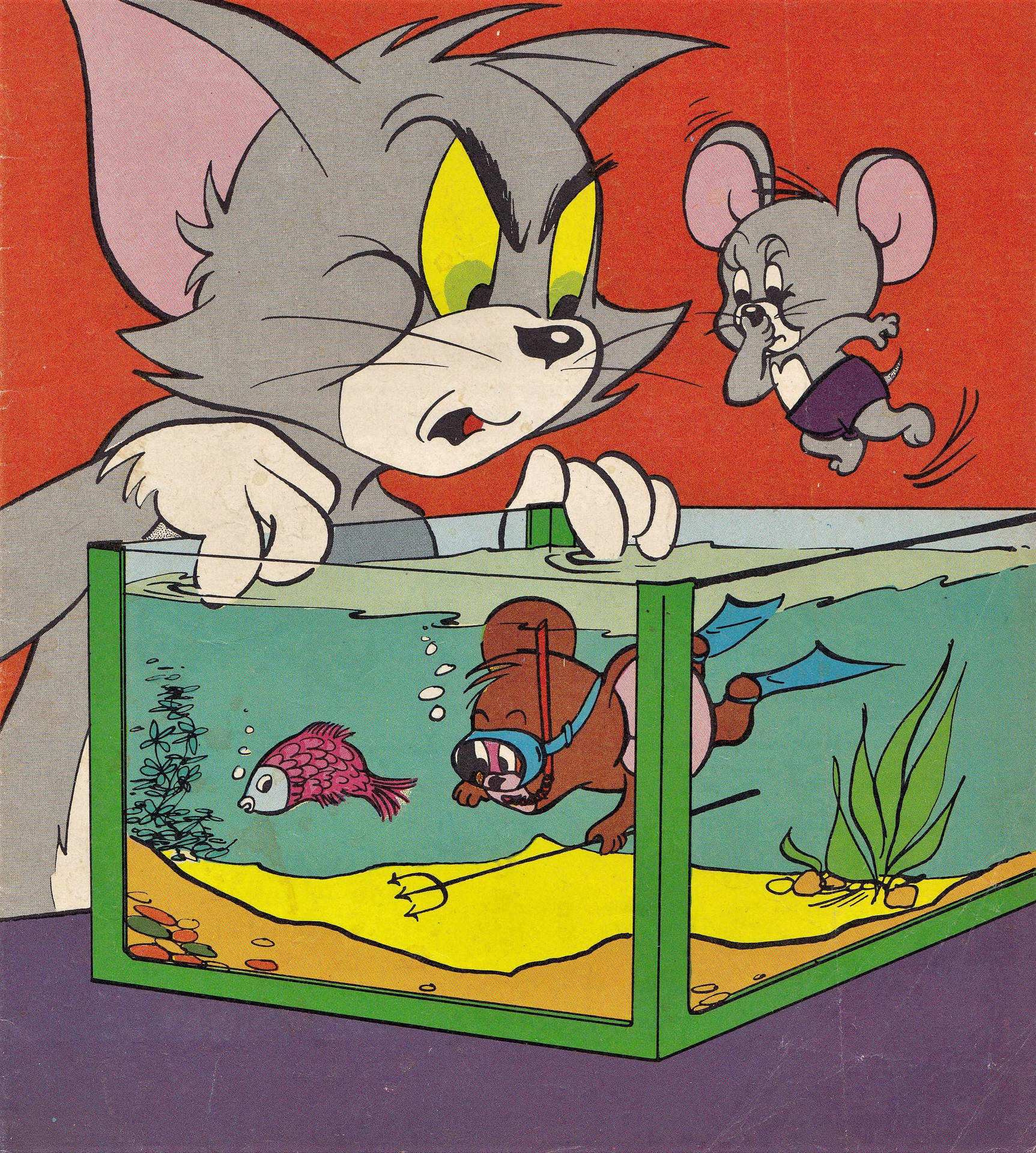 Tom And Jerry Aesthetic Aquarium Scene Background