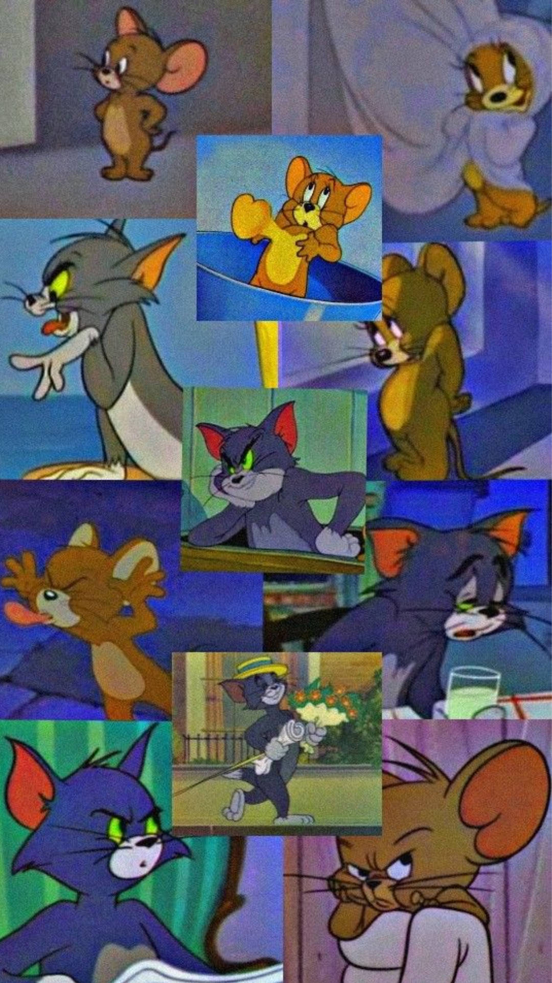 Tom And Jerry Aesthetic Blue-colored Background