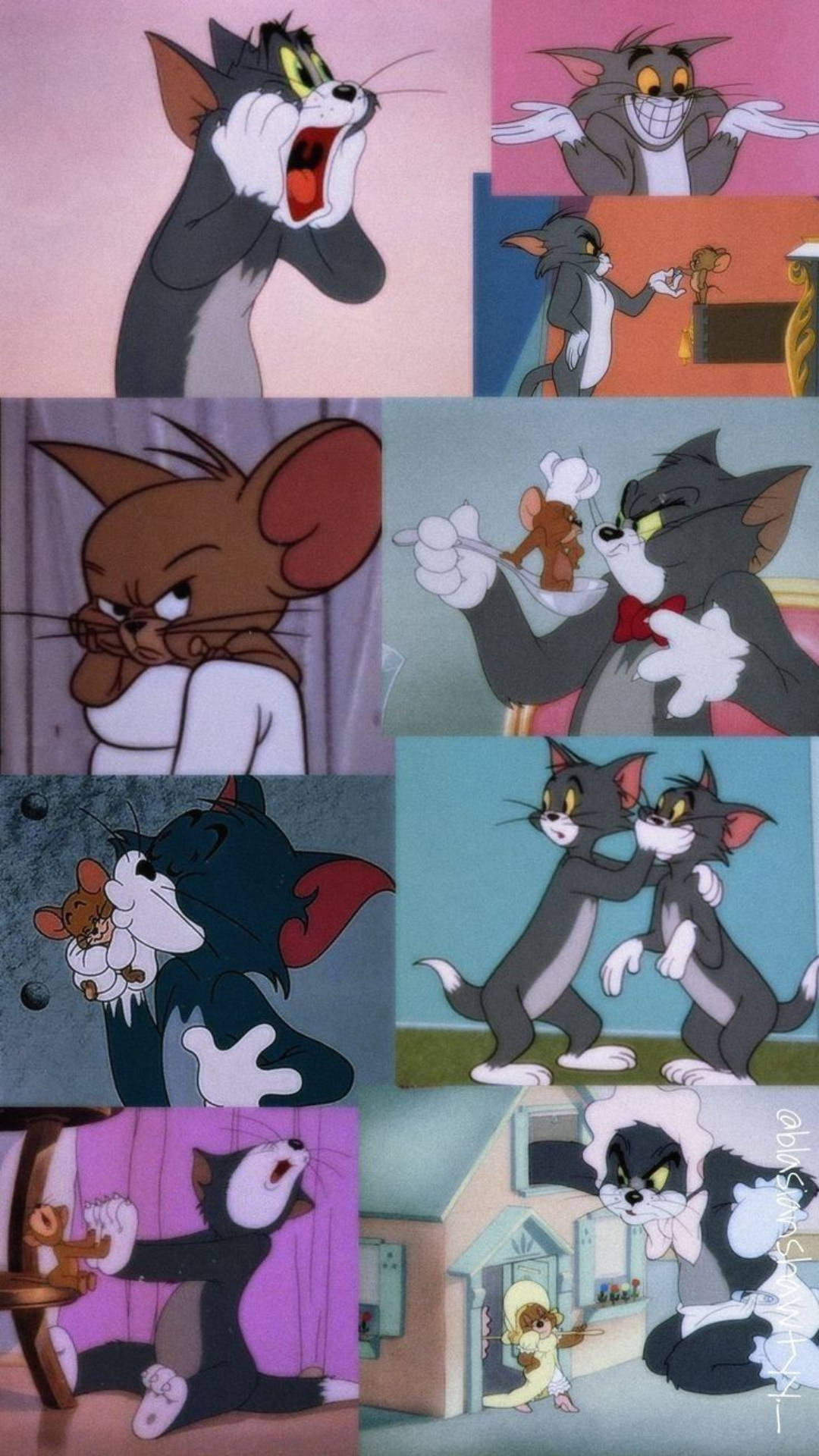 Tom And Jerry Aesthetic Fight Collage Wallpaper