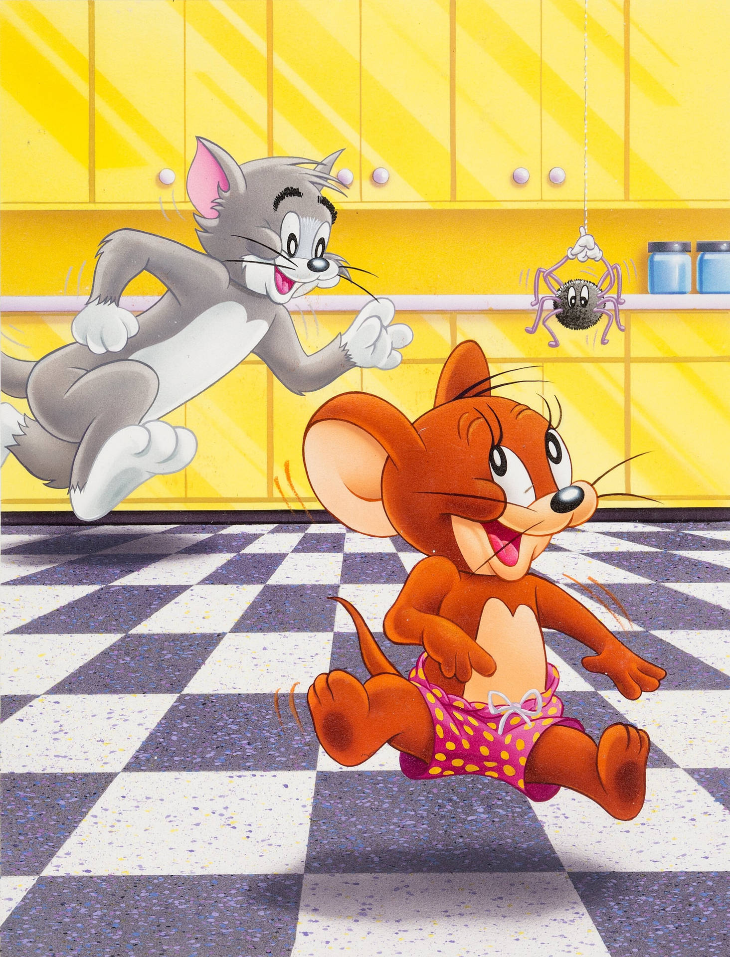 Tom And Jerry Aesthetic Kitchen Chase Background