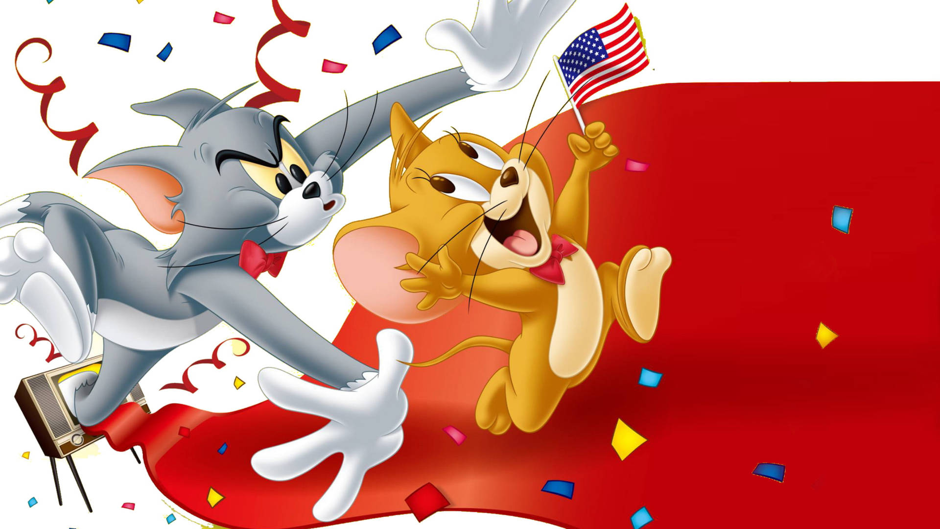 Tom And Jerry American Flag Wallpaper