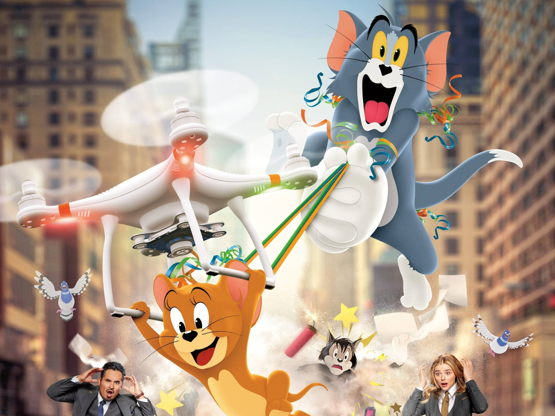 Tom Og Jerry Sød Flyvende Wallpaper