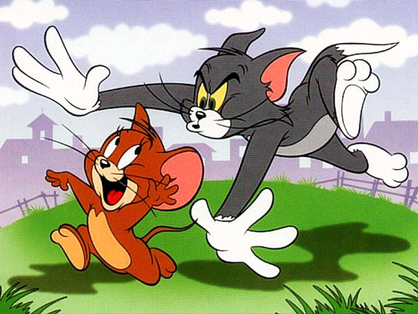 Tom and Jerry get into a classic slapstick funny fight. Wallpaper